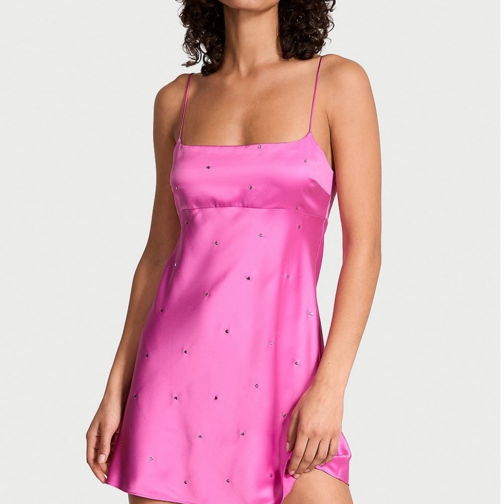 Victoria Secret Pink Satin Slip Nightgown Size XL